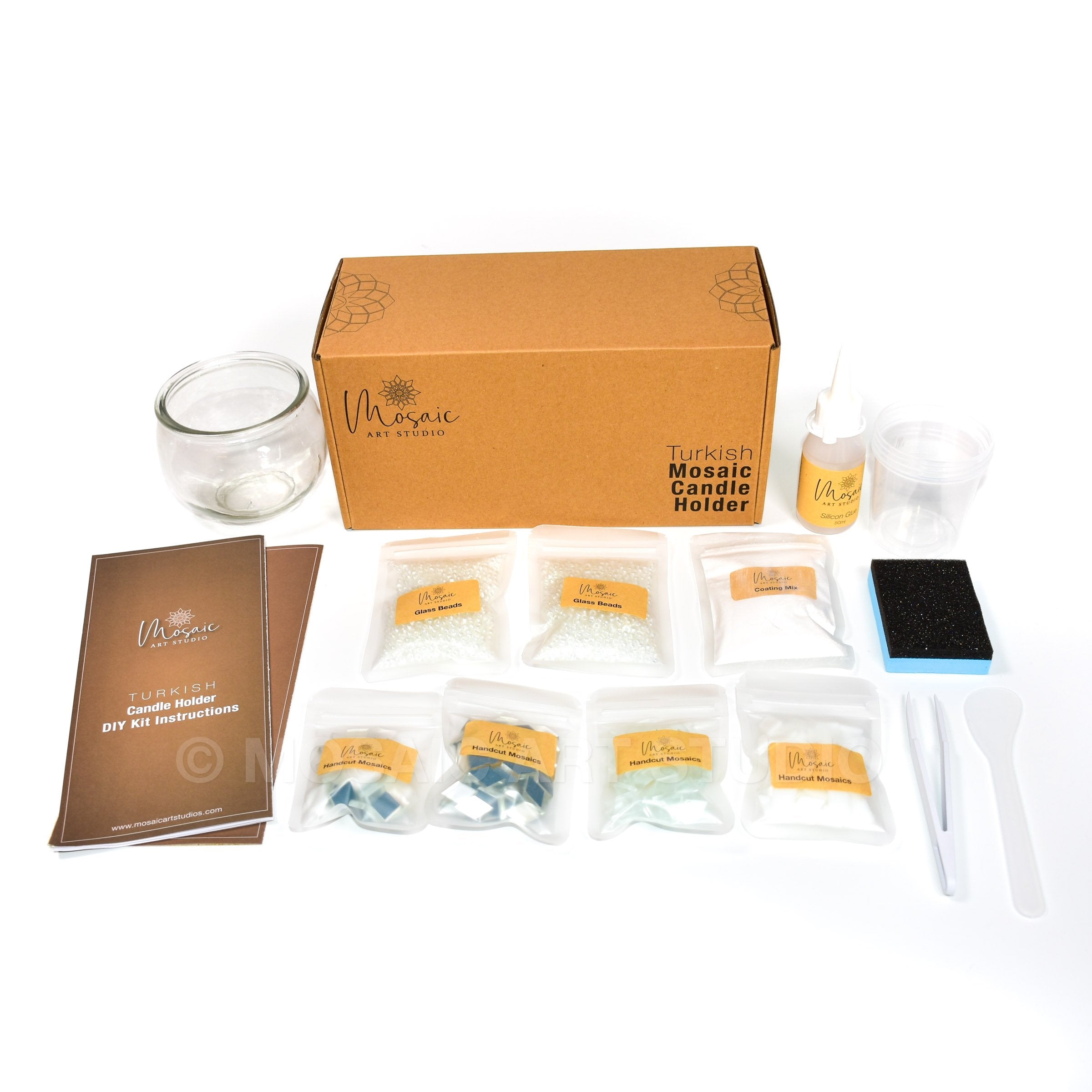 Mosaic Candle Holder DIY Home Kit "COTTON CASTLE" - Mosaic Art Studio Vancouver