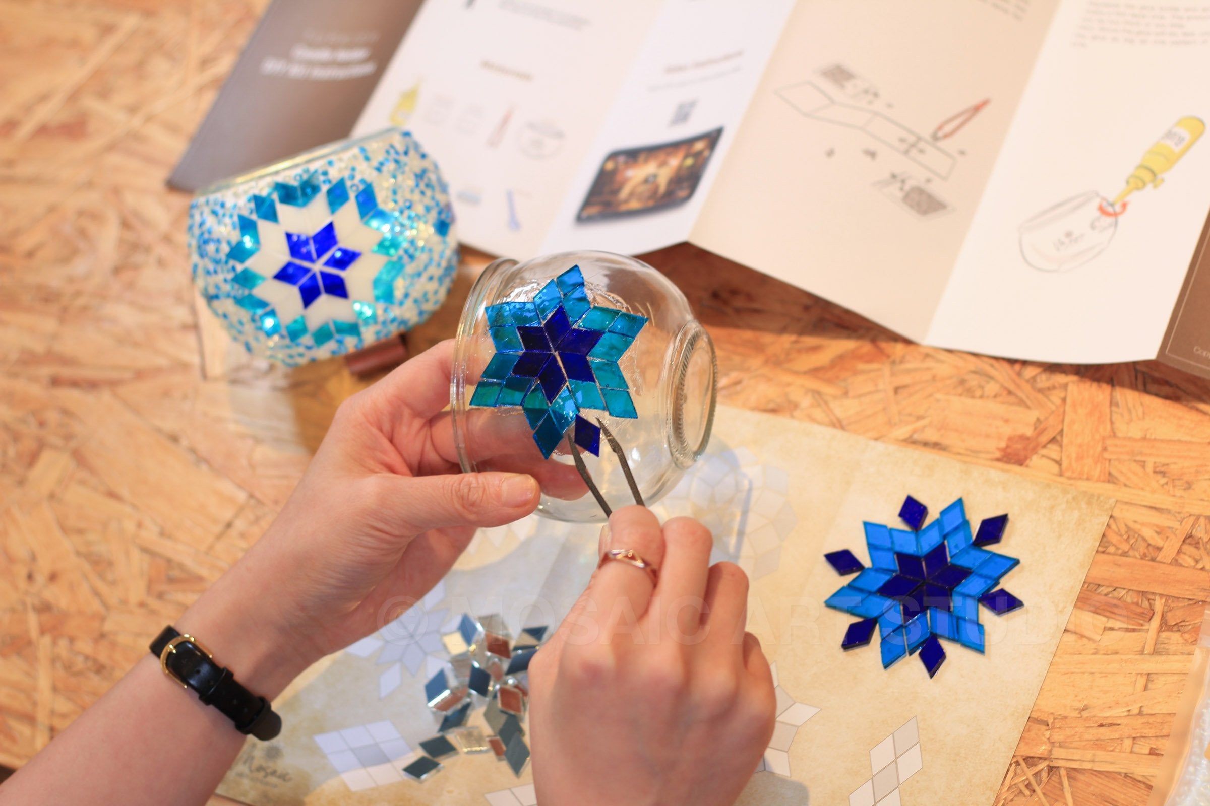 Mosaic Candle Holder DIY Home Kit "AEGEAN" - Mosaic Art Studio Vancouver