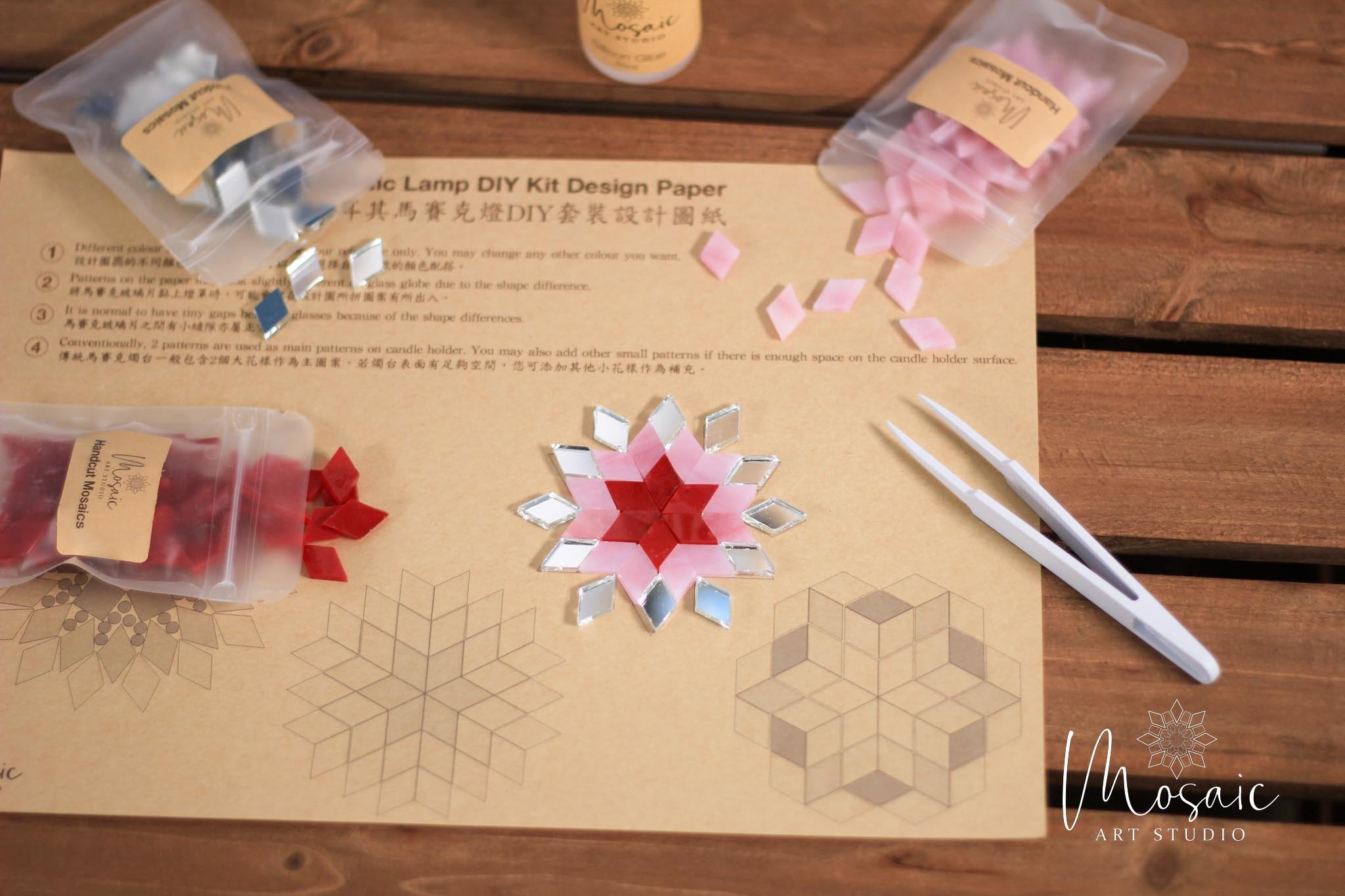 Mosaic Candle Holder DIY Home Kit "ROSE GARDEN" - Mosaic Art Studio Vancouver