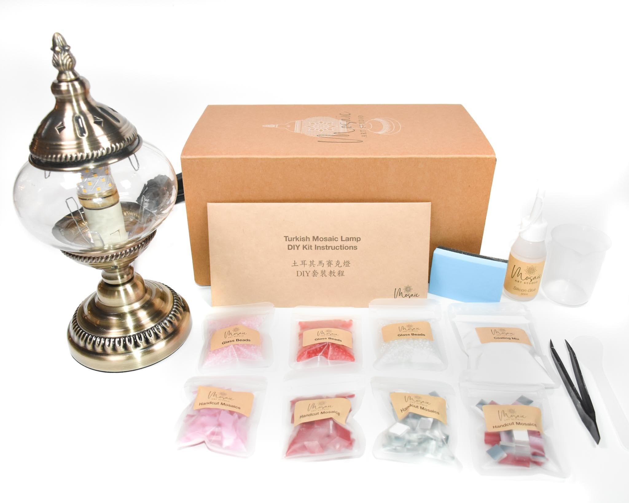 "ROSE GARDEN" Turkish Mosaic Lamp DIY Home Kit - Mosaic Art Studio Vancouver