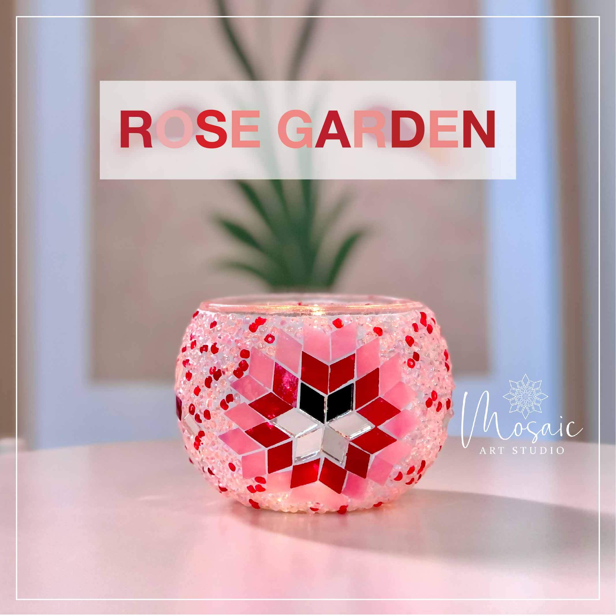 Mosaic Candle Holder DIY Home Kit "ROSE GARDEN" - Mosaic Art Studio Vancouver