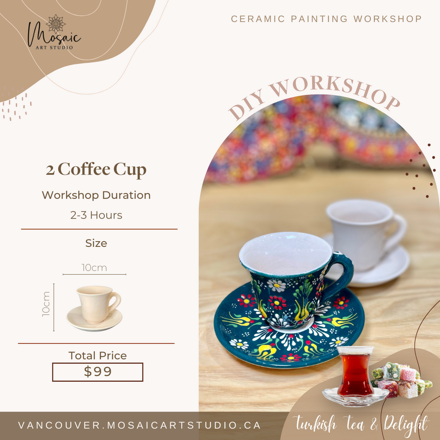 turkish ceramic painting class two coffee cup