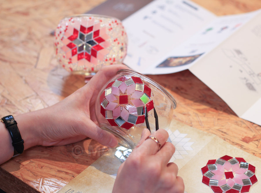 Mosaic Candle Holder DIY Home Kit "ROSE GARDEN" - Mosaic Art Studio Vancouver