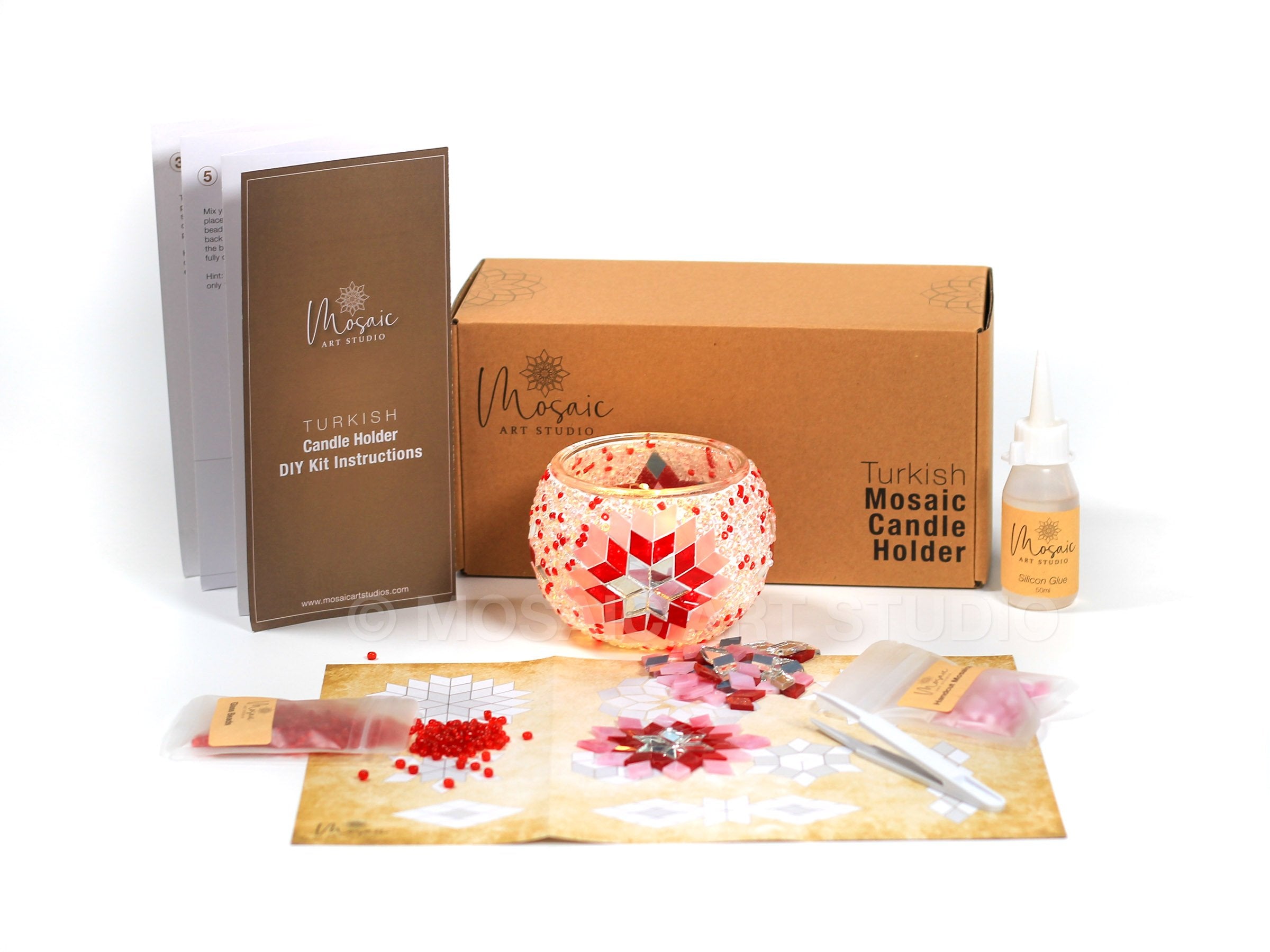 Mosaic Candle Holder DIY Home Kit "ROSE GARDEN" - Mosaic Art Studio Vancouver