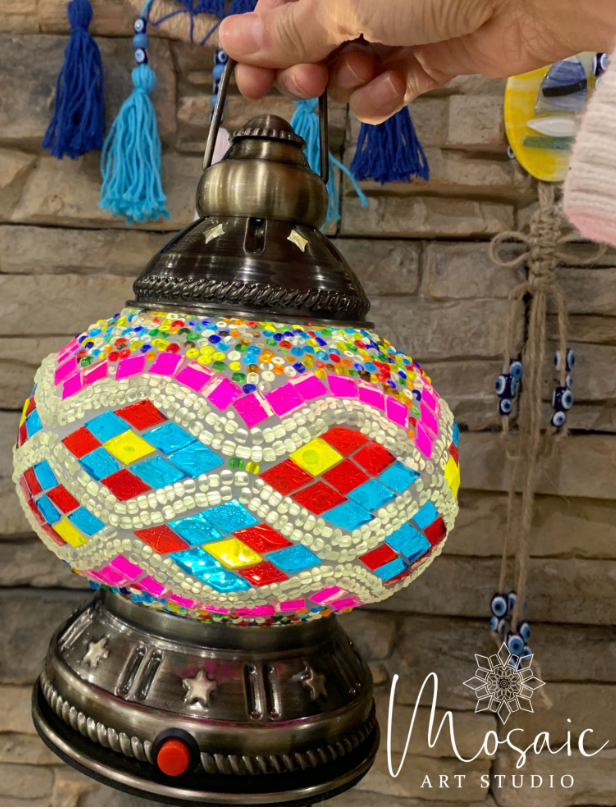 Turkish Mosaic Lamp DIY Workshop - Mosaic Art Studio Vancouver Camping Lamp