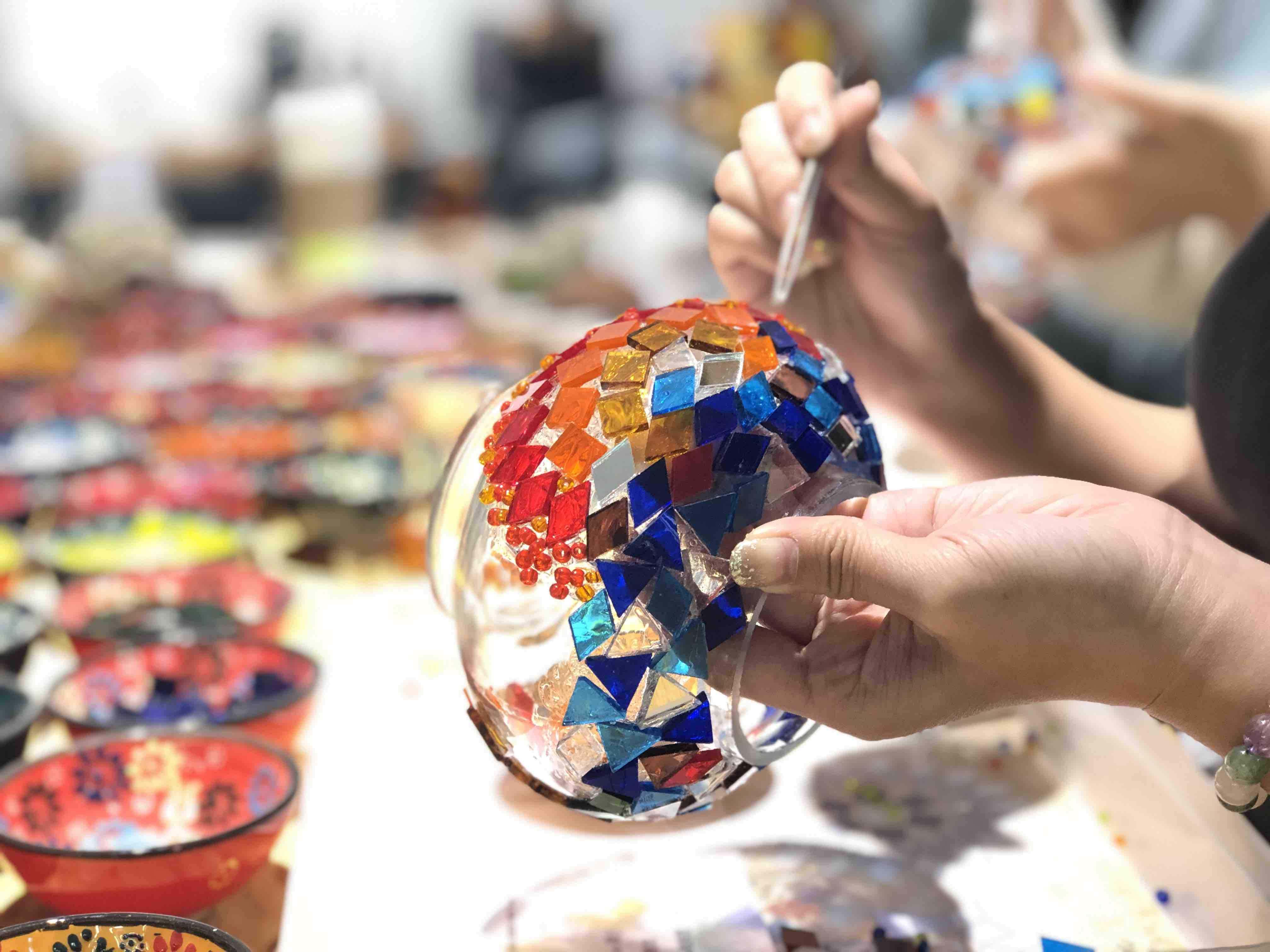 Turkish Mosaic Lamp DIY Workshop Kelowna - Mosaic Art Studio Vancouver